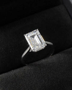 Igi/lab เพชรตัดสีเขียวมรกตโบราณ14K สีเหลืองสำหรับงานแต่งงาน/แหวนหมั้น unisex สีขาวทองสวยงามปาร์ตี้ครบรอบ - Product Image 4