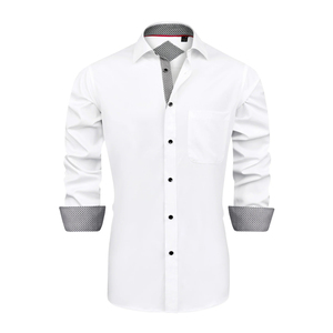 เสื้อเชิ้ตผู้ชายสีขาว แขนยาว สีพื้น ปกคอปก ผ้ากันยับ สำหรับใส่ทำงานหรือลำลอง - Product Image 5