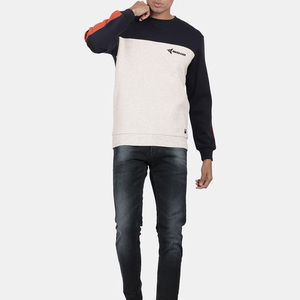 Daizen Star Men's Crew Neck Pullover Sweatshirt Color Blocking Design Regular Fit Casual Autumn Wear 100% Cotton Knitted - Product Image 2