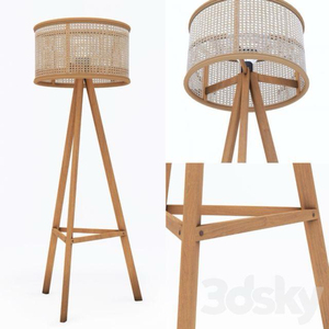 Lampe sur pied en rotin Japandi, écologique, en bois massif, avec abat-jour en cannage naturel, style moderne minimaliste - Product Image 5