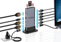 Accessoires PC 2026, Station d'accueil verticale 13-en-1 USB-C, Adaptateur HDMI MST 4K60Hz pour MacBook