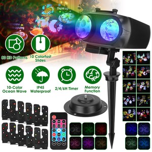 Proiettore per le vacanze 2-in-1 Lampada a 10 colori per onde oceaniche 10 HD scivola 3 basi per illuminazione decorativa con telecomando per interni esterni per nuovi - Product Image 3
