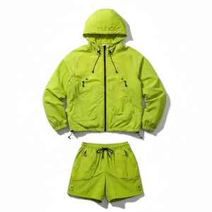 Conjunto Deportivo Ligero de Nailon para Hombre, Chaqueta Cortavientos con Capucha, Pantalones Cortos, Ropa Deportiva de Secado Rápido para Exteriores - Product Image 2