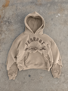 Custom <b>Vintage</b> Washed Regular Fit Distressed Layered Pullover Winter Fleece Breathable Eco-Friendly Men's Streetwear <b>Sweatshirt</b> - Product Image 3