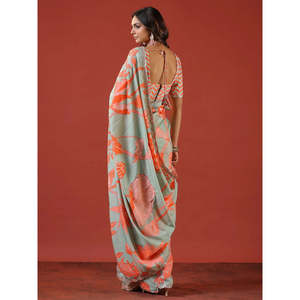 Saree de créateur avec broderie séquentielle à la frontière Robes élégantes pour femmes - Product Image 4