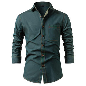 Chemises en jean décontractées pour hommes 100 % coton à manches longues boutonnées, lavage moyen, écologiques, fabrication ODM, approvisionnement en gros - Product Image 5
