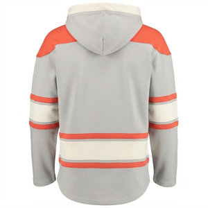 Sweat-shirt à capuche vintage gris clair respirant en jersey de hockey sur glace, personnalisable, pour le sport, thermique d'hiver, 100% coton - Product Image 2