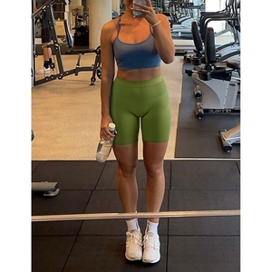 Shorts de Yoga de Cintura Alta Color Verde Oliva, Sin Costuras, con Efecto Push-Up, para Mujer, Ideales para Entrenamiento y Running - Product Image 5