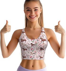 Women's Sports <b>Bras</b> Brassiere Simple Floral Racerback Yoga Lightweight Breathable Four-Way <b>Stretch</b> Seamless Front Built-in - Product Image 4