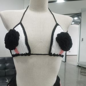 Custom <b>Bikini</b> Top Women's Summer Hook Knitted <b>Bikini</b> <b>Skirt</b> Handmade European American Style Lace Decoration Waist Logo - Product Image 4