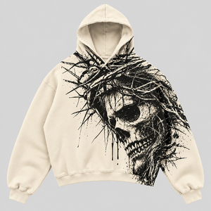 Sweat-shirt à capuche surdimensionné pour homme, style gothique, en coton French Terry, vêtements d'hiver, brodé, respirant - Product Image 1