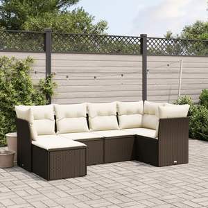 Conjunto de Sofá Modular Mediano para Jardín, en Poliratán Marrón y Acero, Muebles Elegantes para Exteriores - Product Image 1