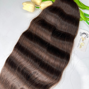 Alta calidad Super doble dibujado Grado Superior cabello a granel onda Natural #2 Color cutícula completa alineada 100% extensiones de cabello humano Real - Product Image 5