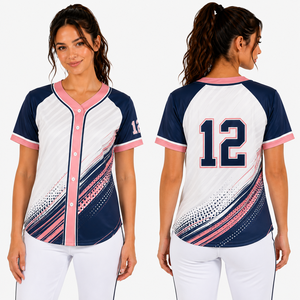 New Apparel Breathable Women's <b>Baseball</b> Jersey V-Neck Short Sleeves Relaxed Fit 100% Polyester Fabric OEM Service Available - Product Image 4