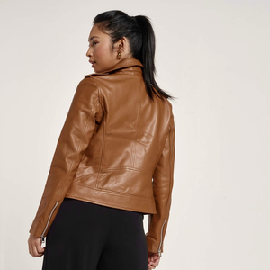 Nouvelle arrivée : veste en cuir de vachette pour femmes, broderie personnalisée, vestes en cuir tendance en gros - Product Image 2