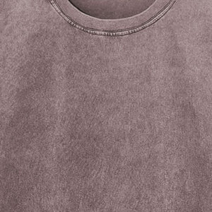 T-shirt Homme Oversize Délavé à l'Acide 100% Coton Couleur Unie Teinte Unie Manches Courtes Col Rond Coupe Décontractée en Jersey Tricoté - Product Image 5