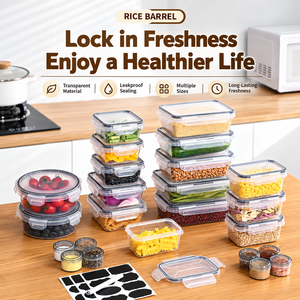 Juego de Recipientes Herméticos para Almacenamiento de Alimentos, Plástico Transparente, Apilables, Organizadores para Refrigerador de Cocina - Product Image 1