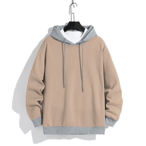Sudadera con capucha de forro polar para hombre, lisa, de dos tonos, estilo casual urbano, para entrenamiento, venta al por mayor - Product Image 2