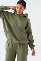 Ensemble de survêtement décontracté deux pièces pour femme, vert olive, avec sweat à capuche oversize et pantalon de jogging large, tenue de détente streetwear