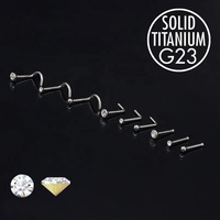 Lot de 5 clous de nez en titane G23 avec zircon, adaptés aux bijoux de piercing pour hommes et femmes