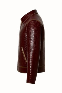 Croco embossed leather <b>jacket</b> Stand collar <b>biker</b> <b>jacket</b> Winter genuine leather <b>jacket</b> Custom OEM leather <b>jacket</b> - Product Image 4
