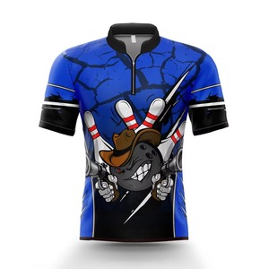 Custom Featuring Vibrant Designs Men's Bowling Jersey Shirt Wholesale 100% Polyester Zipper Sublimation <b>Dart</b> Shirt for Men's - Product Image 1