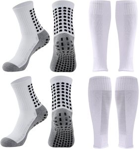 2 Set Anti-Slip <b>Grip</b> Soccer <b>Socks</b> with Shin Guard Sleeves, Sports Athletic <b>Socks</b> for Men Women - Product Image 1