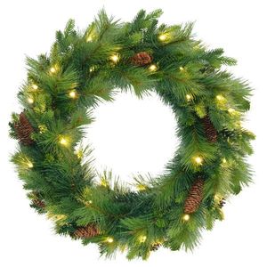 6FT Pre-Lit Grass Green Christmas Tree with Wreath and Garland Large Pine Branches Artificial Christmas Set WI - Product Image 6