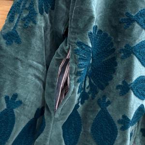 Chaqueta de terciopelo vintage con cremallera para mujer, abrigo de forro polar texturizado floral de cuello alto y corte oversize - Product Image 3