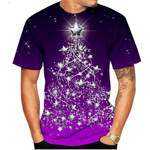 <b>Men's</b> <b>Christmas</b> Tree Light Print T-<b>Shirt</b> Short Sleeve O-Neck Casual Tee Heat Transfer Graphic Top Premium Custom Logo Front - Product Image 4
