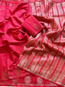 Sari en Soie Tussar Pure avec Bordure Nakashi, Tissage Jacquard Jari Élégant, Sari en Soie Fantaisie avec Bordure Nakashi, Sari de Créateur - Product Image 1