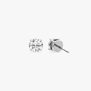 Pendientes de Diamante Cultivado en Laboratorio para Mujer, Corte Brillante Redondo, Engaste de Garras, Oro Blanco de 14K con Baño de Rodio, 2.00 Quilates - Product Image 4