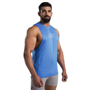Camiseta sin mangas azul eléctrico con efecto lifting para levantamiento de pesas, gimnasio, entrenamiento, fitness, transpirable, atlética, ropa deportiva sin mangas - Product Image 3