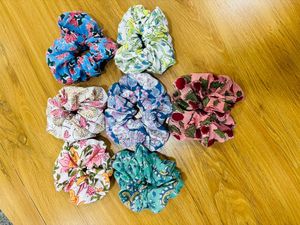 Handcrafted <b>Light</b> Weight Cotton Scrunchies Block Print Hair Ties Soft Stretch Ponytail Holders Reusable Fashion Hair Accessories - Product Image 4
