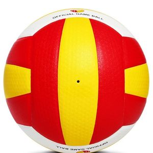 Ballon de volley-ball taille 5 jaune rouge blanc, durable, toucher doux, pour entraînement, extérieur, intérieur, plage, match, qualité professionnelle, emballage OEM, vente en gros - Product Image 1