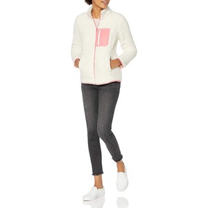 <b>Women's</b> <b>Black</b> <b>Fleece</b> Jacket Full Sleeve Stand Collar Zipper Closure Windproof Winter Warm Outerwear - Product Image 2