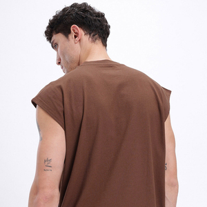 Débardeur décontracté pour homme en mélange de coton, col rond, coupe athlétique, respirant et léger, idéal pour l'été, la plage, la gym et l'entraînement, uni - Product Image 2