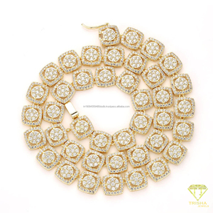 Collier tennis carré doré avec pierres micro-pavées pour bijoux hip-hop urbains - Product Image 5