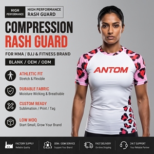 Custom Sublimation <b>Leopard</b> <b>Print</b> Rash Guard <b>Men</b> Short Sleeve Raglan BJJ MMA Compression <b>Shirt</b> Quick Dry Full <b>Print</b> OEM - Product Image 1