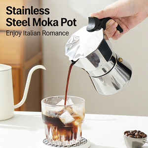 Cafetière Moka portable Kingze OEM en acier inoxydable, 3-6 tasses, cafetière italienne à expresso <span class=keywords><strong>pour</strong></span> cuisinière, avec poignée en plastique - Product Image 3