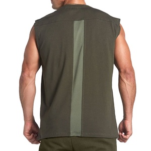 Camiseta sin mangas de punto para hombre, color verde oliva, cuello redondo, estilo casual. - Product Image 2