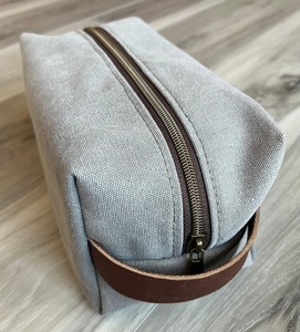 Leather Canvas Toiletry Bag Waterproof Travel Organizer Cosmetic Dopp Kit Large Capacity Travel <b>Case</b> LCTB-0077 - Product Image 3