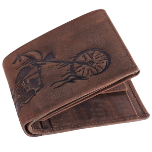 Men's Genuine Leather <b>Wallet</b> Vintage Embossed Horse Bike Design Fold Closure Short Style Handmade Daily Use <b>RFID</b> <b>Wallets</b> - Product Image 5