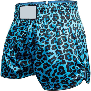 Shorts de MMA con Estampado de Leopardo Azul para Mujer, Poliéster Elástico, Corte Regular, Ropa de Artes Marciales para Adultos - Product Image 3