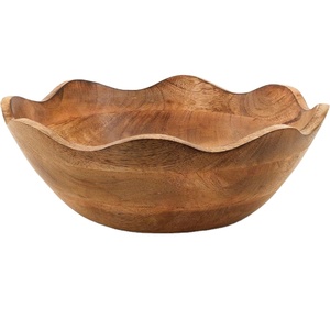 Bols en bois sculptés à la main pour salade, taille personnalisée, motif floral - Product Image 1