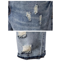 Shorts en jean décontractés pour hommes, style streetwear vintage, déchirés et délavés, 100 % coton, taille haute élastique, personnalisables OEM, vente en gros