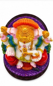 Hand Painted Resin Lord Ganesha Sculpture Hindu God Figurine <b>Elephant</b> Head Statue for Home <b>Decor</b> - Product Image 2