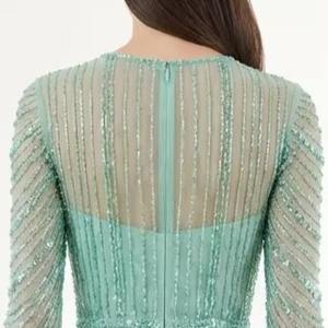 เดรสยาวปักลายสีเขียวมิ้นท์คุณภาพสูงสำหรับผู้หญิง ชุดราตรีงานทางการ ราคาขายส่งจากโรงงาน - Product Image 2