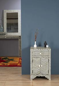 Mesa de Cajones con Incrustaciones de Hueso de ILAHI, Diseño Moderno con Detalles de Ágata, Almacenamiento de Tres Niveles, Mueble Portátil para el Hogar - Product Image 5