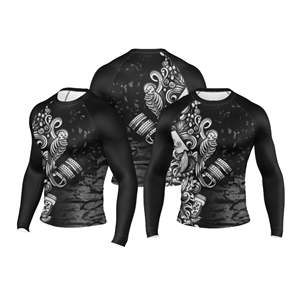 Camiseta de compresión MMA sublimada personalizada al por mayor con etiqueta privada, camiseta de manga larga para grappling para adultos. - Product Image 4